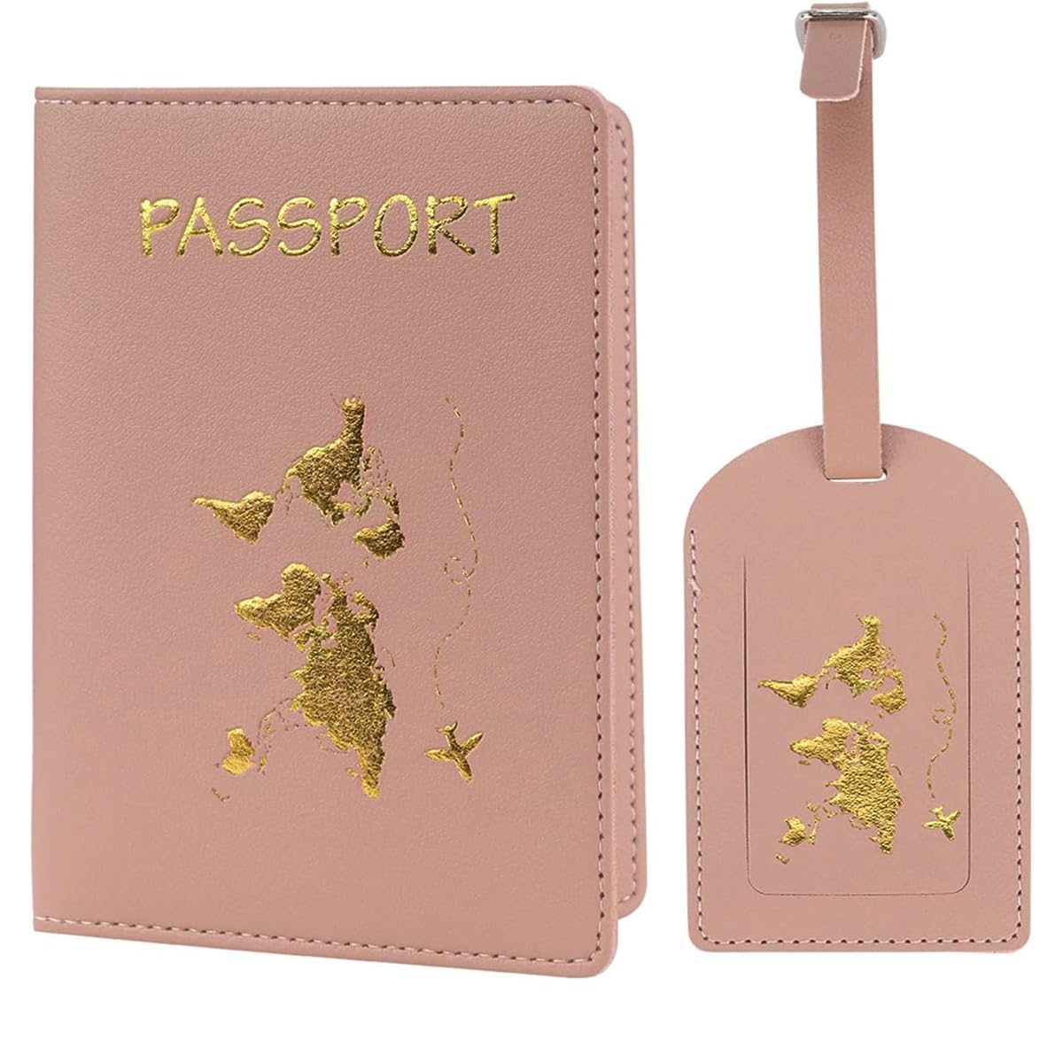 PALAY Passport Holder and Luggage Tag Set, Travel Must Haves Leather Luggage Tags for Storing Passport Boarding Passes Credit Cards Label Card, Pink PALAY Passport Holder and Luggage Tag Set, Travel Must Haves Leather Luggage Tags for Storing Passport Boarding Passes Credit Cards Label Card, Pink